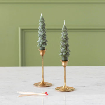 Christmas Tree-Shaped Flame-Free Taper Candles, 2-Pack